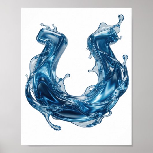 Poster Conception audacieuse de giclée d'EAU Bleue Cool (Devant)