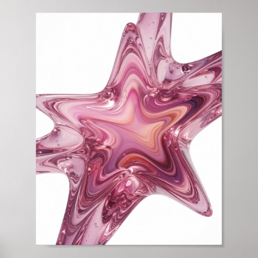 Poster Conception audacieuse d'étoile de verre rose dynam (Devant)