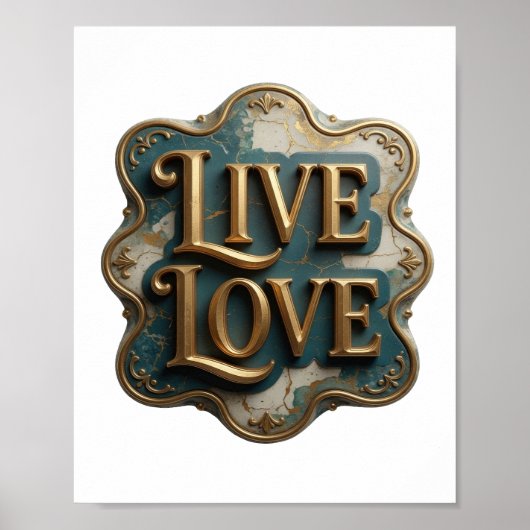 Poster Conception audacieuse Fresh Gold VIVEZ AMOUR (Devant)