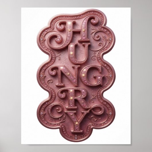 Poster Conception audacieuse rose HUNGRY dynamique (Devant)