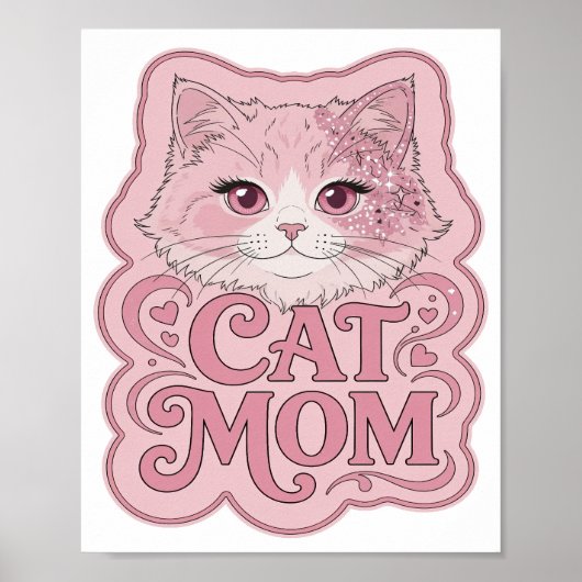 Poster Conception audacieuse rose MAMAN CHAT Bold (Devant)