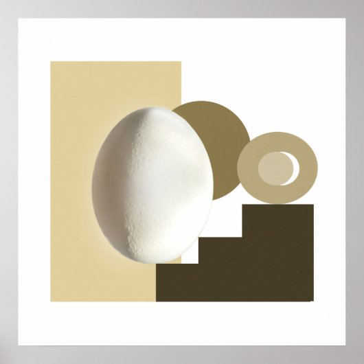 Poster Conception Bauhaus moderne d'œuf blanc (Devant)