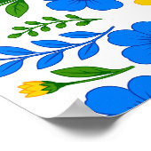 Poster Conception botanique florale bleue et jaune (Coin)