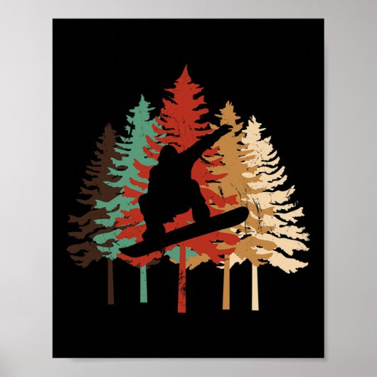 Poster Conception cadeau de snowboard Style pin Vintage (Devant)