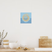 Poster Conception circulaire Abstraite en bleu et en brin (Cuisine)