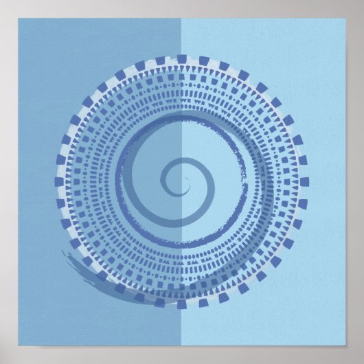 Poster Conception circulaire géométrique bleue Abstraite (Devant)
