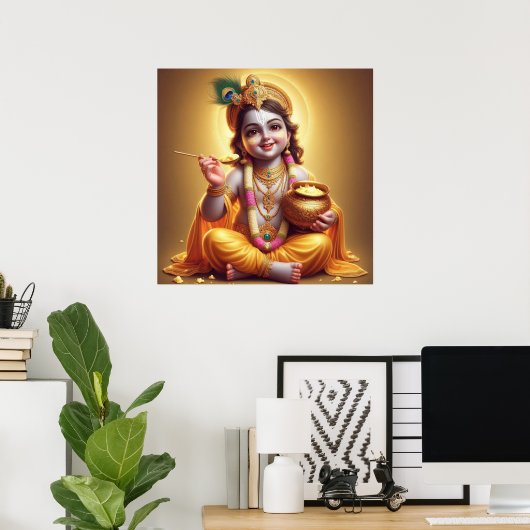 Poster Conception classique de pot de Makhan de Krishna b (Bureau à domicile)