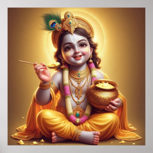 Poster Conception classique de pot de Makhan de Krishna b (Devant)