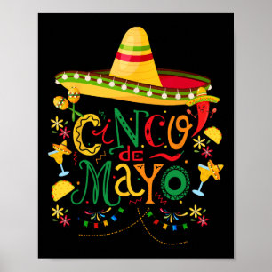 Poster Conception colorée amusante Cinco De Mayo