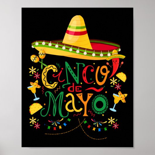 Poster Conception colorée amusante Cinco De Mayo (Devant)