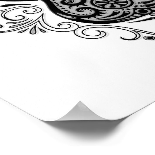 Poster Conception complexe de la guitare basse noire sur  (Coin)