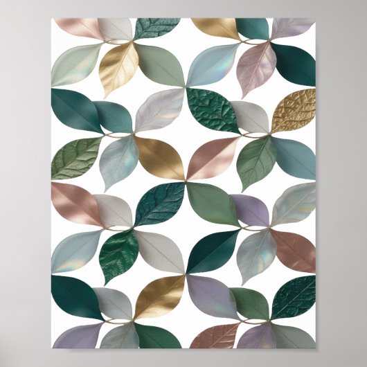 Poster Conception d'affiche de feuilles argentées accroch (Devant)