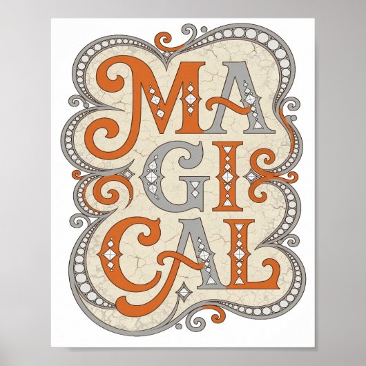 Poster Conception d'affirmation MAGIQUE Orange Gras (Devant)