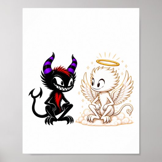 Poster Conception d'ange et de diable mignons, Bien contr (Devant)