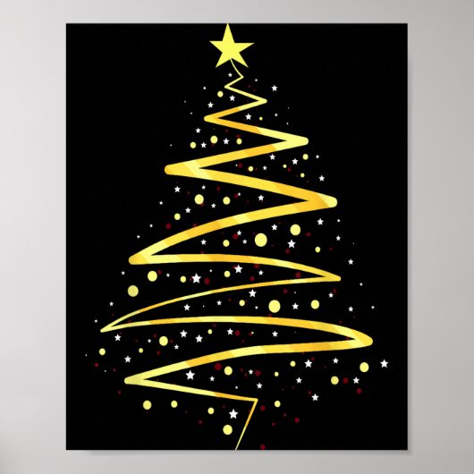 Poster Conception d'arbre de Noël de couleur or (Devant)
