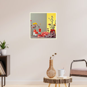 Poster Conception d'arrangement jaune rouge vibrant