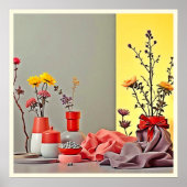 Poster Conception d'arrangement jaune rouge vibrant (Devant)