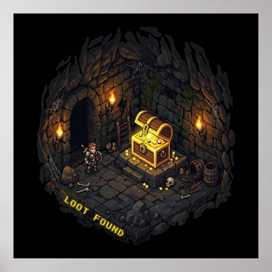 Poster Conception d'art pixel de donjon fantastique avec  (Devant)