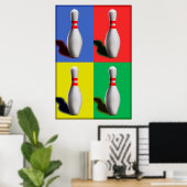 Poster Conception d'art pop de quilles de bowling (Bureau à domicile)