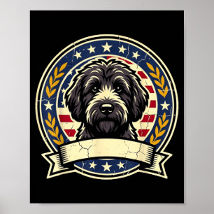 Poster Conception d'art rétro de chien Labradoodle noir v