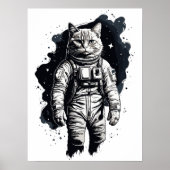 Poster Conception d'astronaute de chat à encre noire (Devant)