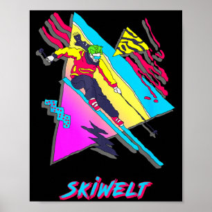 Poster Conception d'aventure de skiwelt coloré ski skieur