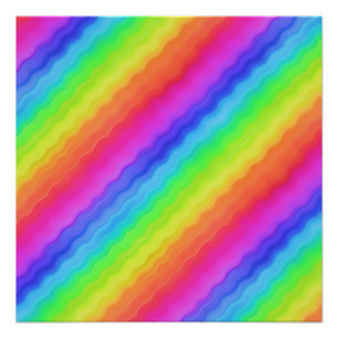 Poster Conception de arc-en-ciel coloré diagonal ondulé