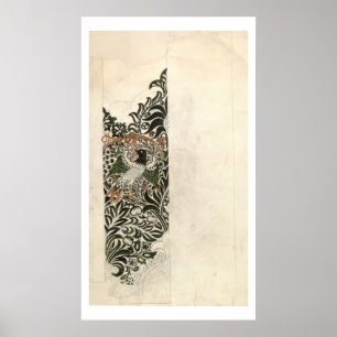 Poster Conception de blocs de bois "Oiseau et Vin" non fi