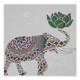 Poster Conception de Bohème indienne d'affiche d'éléphant