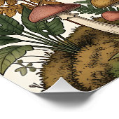 Poster Conception de bordure botanique de fougère de cham (Coin)