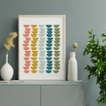 Poster Conception de bosses géométriques modernes dans le<br><div class="desc">Un motif géométrique moderne et amusant,  composé de rangées de demi-cercles qui rappellent les bols de cuisine,  dans une jolie palette de couleurs bleu,  turquoise,  corail et vert sauge.</div>