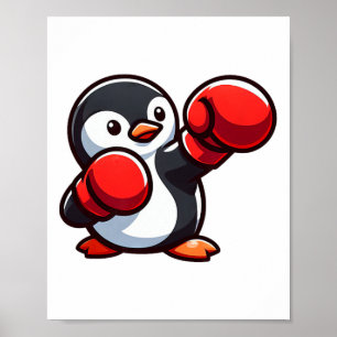 Poster Conception de boxeur pingouin dessin animé cool