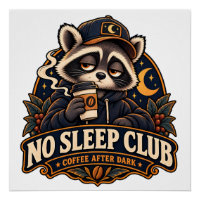 Conception de café de nuit amusante de raton laveu