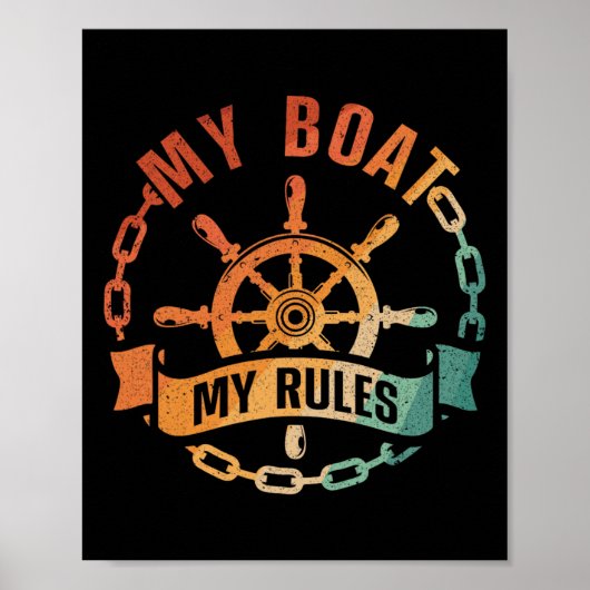 Poster Conception de capitaine de bateau cool pour hommes (Devant)