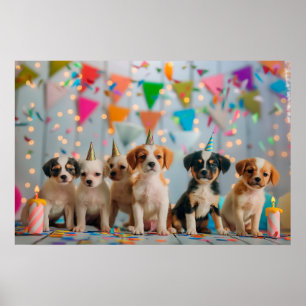 Poster Conception de célébration d'anniversaire de chiots