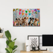 Poster Conception de célébration d'anniversaire de chiots (Bureau à domicile)