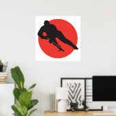 Poster conception de cercle rouge silhouette de hockey su (Bureau à domicile)