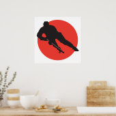 Poster conception de cercle rouge silhouette de hockey su (Cuisine)