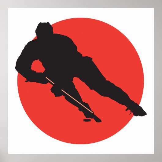 Poster conception de cercle rouge silhouette de hockey su (Devant)