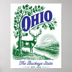 Poster Conception de cerf et de nature de l'État du Bucke