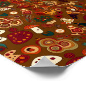 Poster Conception de champignon sauvage d'art folklorique (Coin)