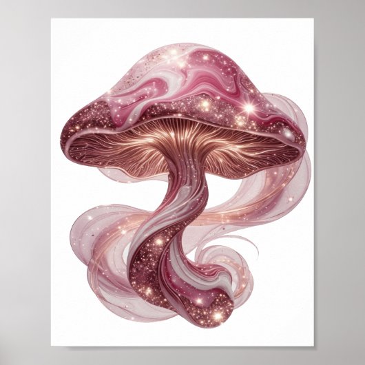 Poster Conception de champignons magiques rose vif (Devant)