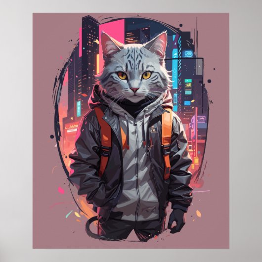 Poster Conception de chat de rue urbaine (Devant)