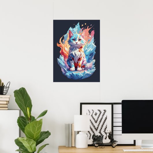 Poster Conception de chat en cristal mignon Imaginaire (Bureau à domicile)