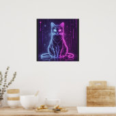 Poster **Conception de chat néon – Art félin futuriste lu (Cuisine)