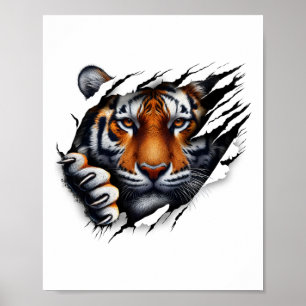 Poster Conception de chemise au visage de tigre d'esprit