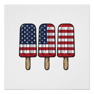 Poster Conception de chemise de drapeau de popsicle patri