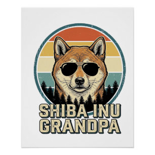 Poster Conception de chemise pour chien grand-père Shiba