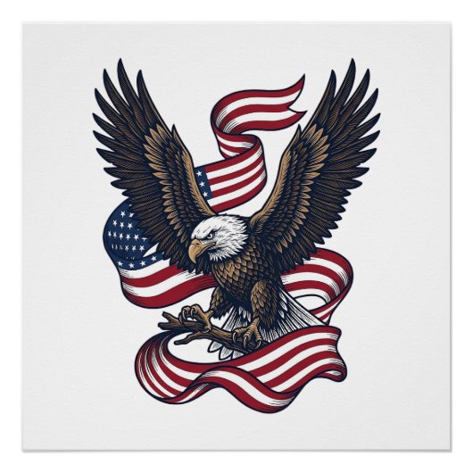 Poster Conception de chemise vectorielle aigle patriotiqu (Devant)