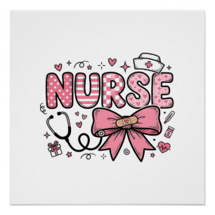 Poster Conception de chemise vectorielle Cute Nurse Bow H
